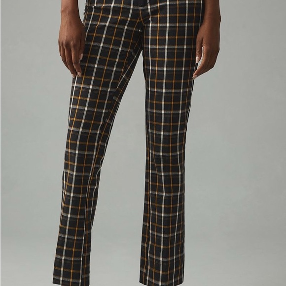 Anthropologie The Essential Slim Kick Flare Cropped Plaid pants size 12 - Picture 4 of 7